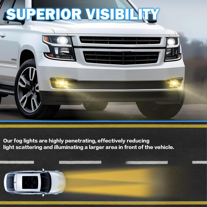 BOXLIGHT Fog Lights Assembly Compatible With 2015-2020 Chevy Suburban/Tahoe 2015-2020 GMC Yukon/Yukon XL Front Bumper Driving Fog Lamp - Image 2